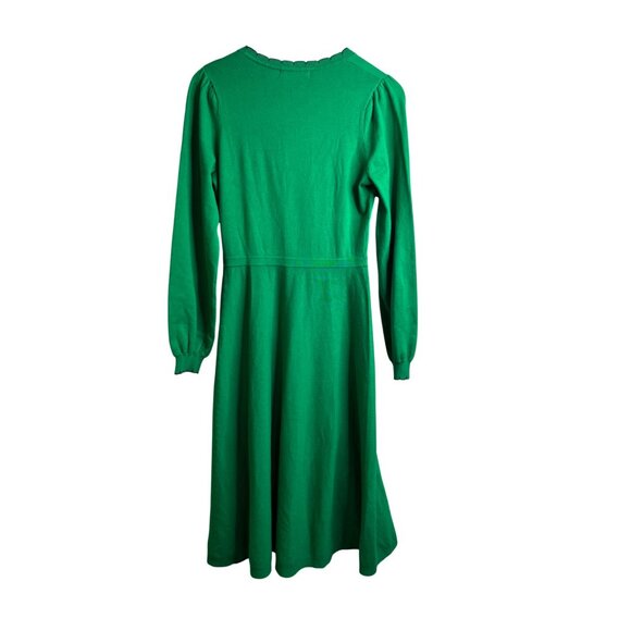 Boden Pru Scallop Henley Knitted Dress Rich Emerald Green Size 2 - Picture 4 of 7